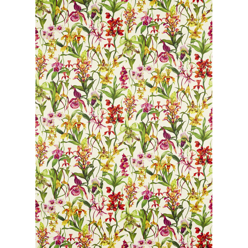 Kalina Fabric, Parchment/Forest/Azalea