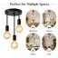Luminaire suspendu moderne réglable à 3 lumières, lampe de plafond en métal noir avec douille E27, lustre industriel minimaliste pour la cuisine de la salle à manger (ampoules non incluses)