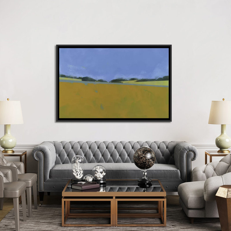 «Distant Flax», reproduction sur toile, H 18 po x l 26 po x P 1,5 po, Toile avec cadre noir, Pas de tapis