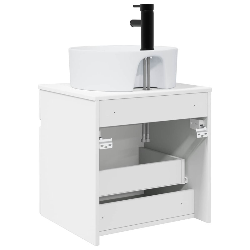 Single Bathroom Vanity with Ceramic Basin, White