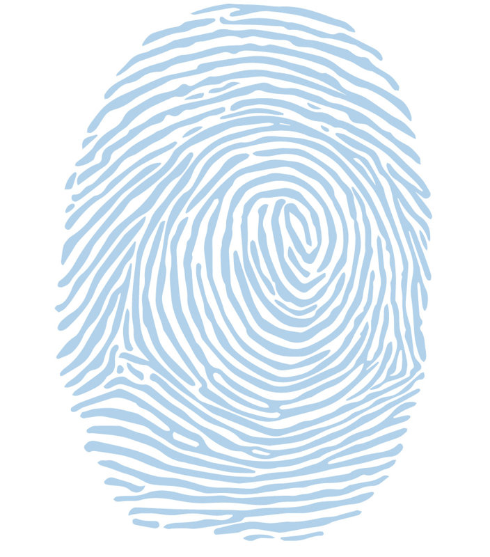 Décalcomanie murale à empreinte digitale, Bleu poudré, H 30 po x l 21 po x P 0,01 po