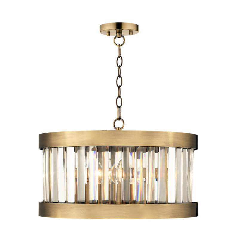 Brock 3 - Light Drum Pendant, Antique Brass