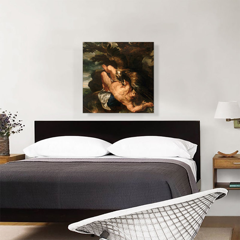 «Prometheus Bound» par Peter Paul Rubens - reproduction d'art sur toile tendue, H 26 po x l 26 po x P 0,75 po