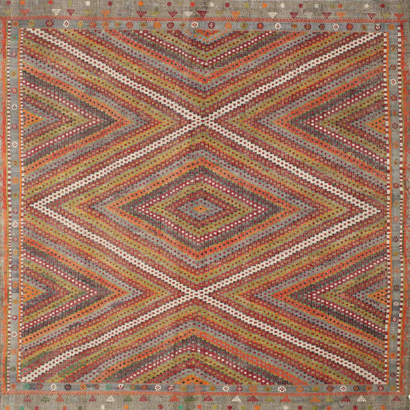 Wool Geometric Indoor Rug, Square 8'