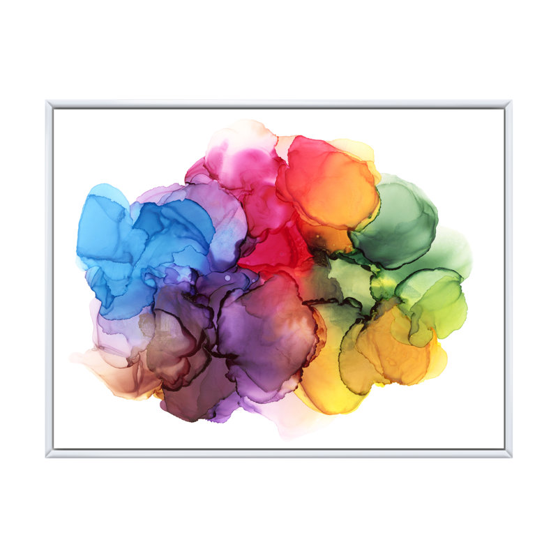 Rainbow Bubble Clouds - reproduction de cadre flottant sur toile, H 30 po x l 40 po x P 1,5 po, Cadre flottant blanc