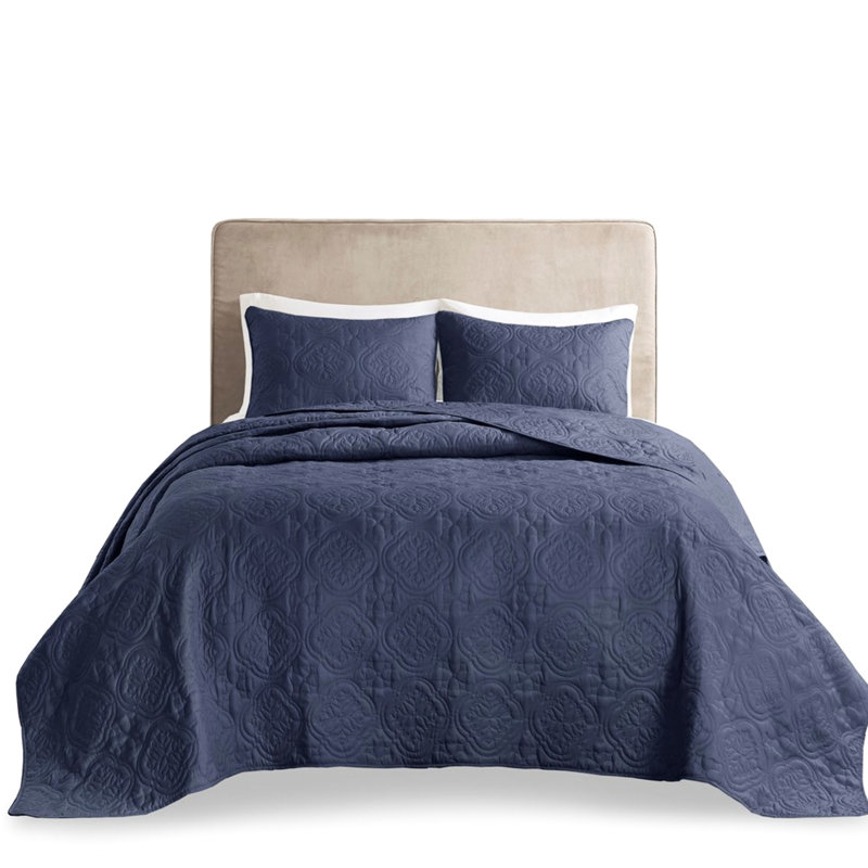 Couvre-lit réversible en microfibre 100% bleu marine / bleu marine captivant, Marine