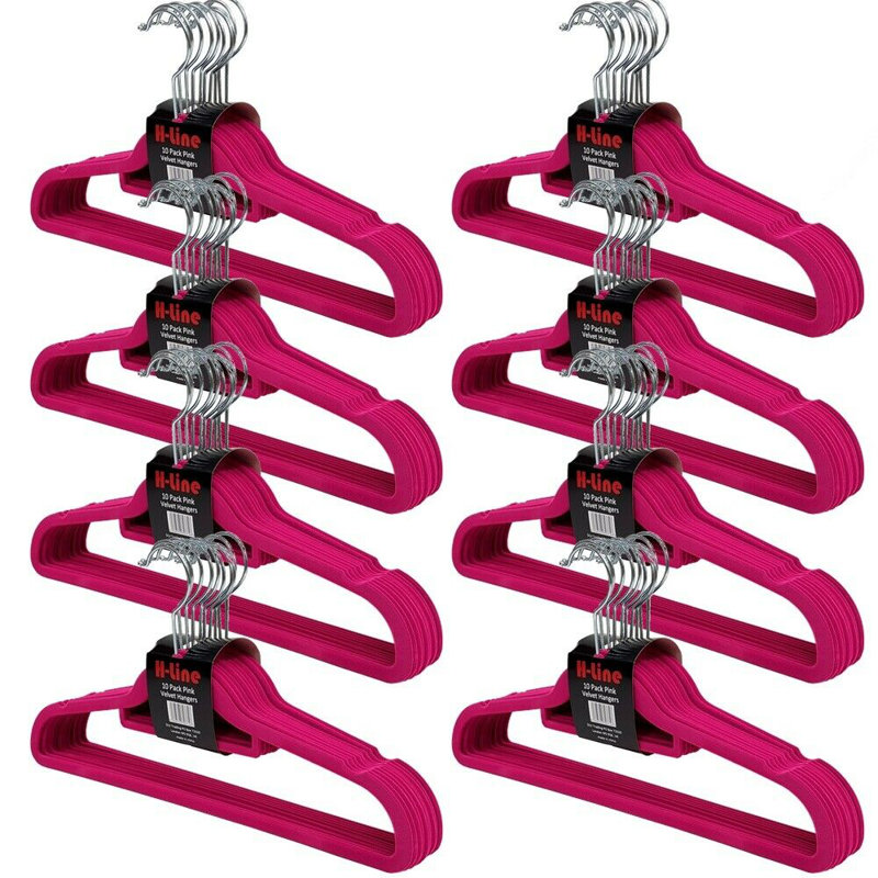 Velvet Standard Hanger for Dress/Shirt/Sweater, Pink