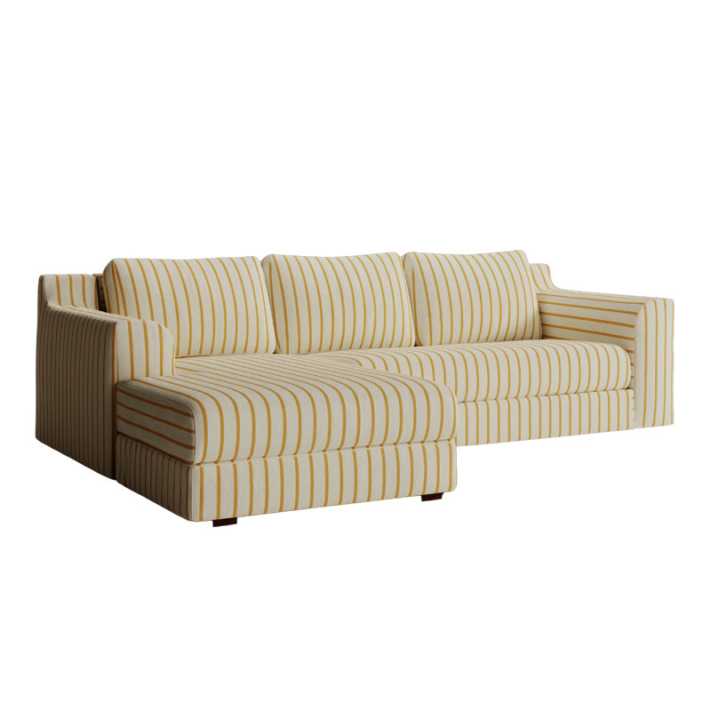 Canapé modulaire entièrement naturel, Mélange de chanvre rayé jaune argile