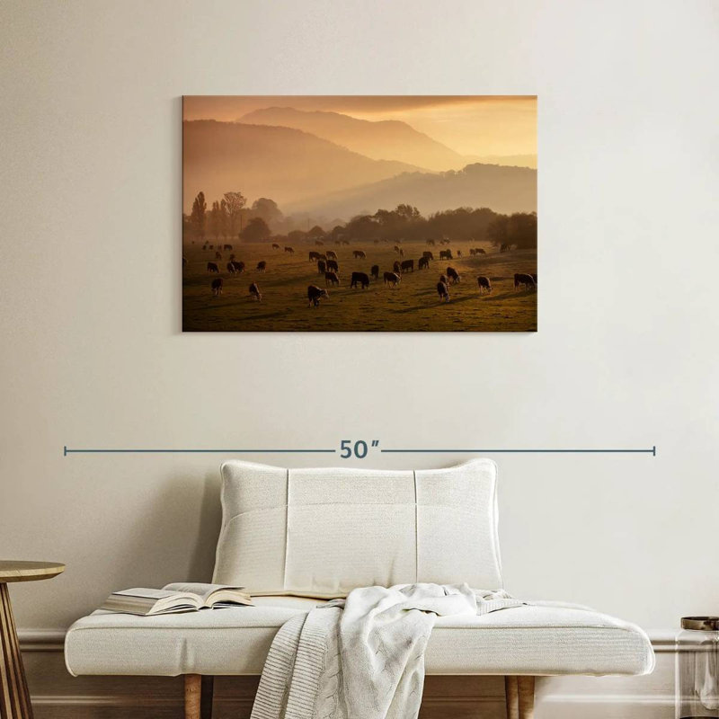 Vaches qui paissent, H 24 po x l 36 po