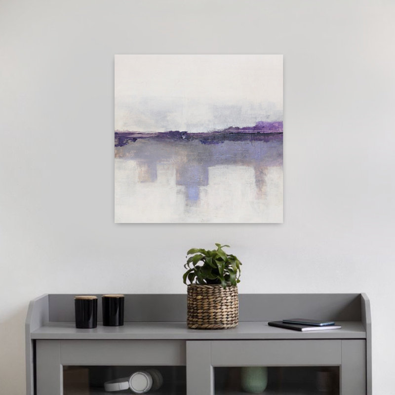 Art contemporain contemporain, architecture de ville lavande abstraite, H 18 po x l 18 po