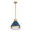 Luminaire suspendu en laiton naturel 1 lumière avec abat-jour en métal bleu mat Randel-1000775252
