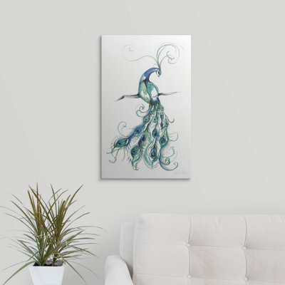 «Aquarelle Peacock I» par Jennifer Goldberger, reproduction d'art