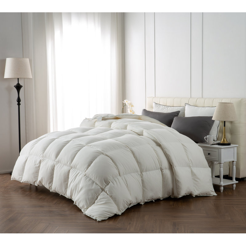 Ultra-Soft Hotel Collection 650 FP All Season Down Comforter with Duvet Insert (White), Queen