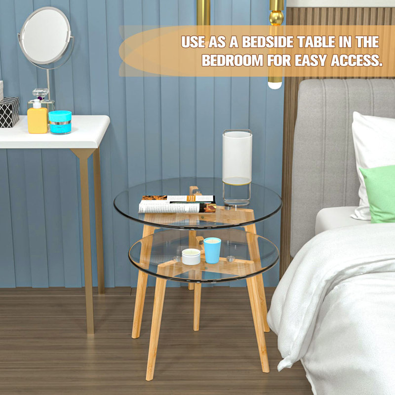 Lashure Glass Top Nesting Coffee Table