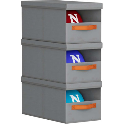 Hat Organizer For Baseball Caps - 3 Pack Stackable Foldable Protective Lids Hat Storage Box With Clear Window Baseball Cap Organizer For Closet, Bedroom, Rv, Grey