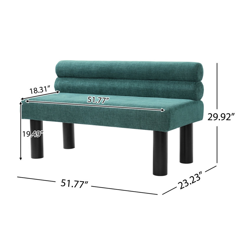 Banc de salle à manger rembourré, bout de lit, banc d'entrée, repose-pieds pour la salle à manger, la chambre à coucher, le salon, pieds en bois d'hévéa, support de 300 lb