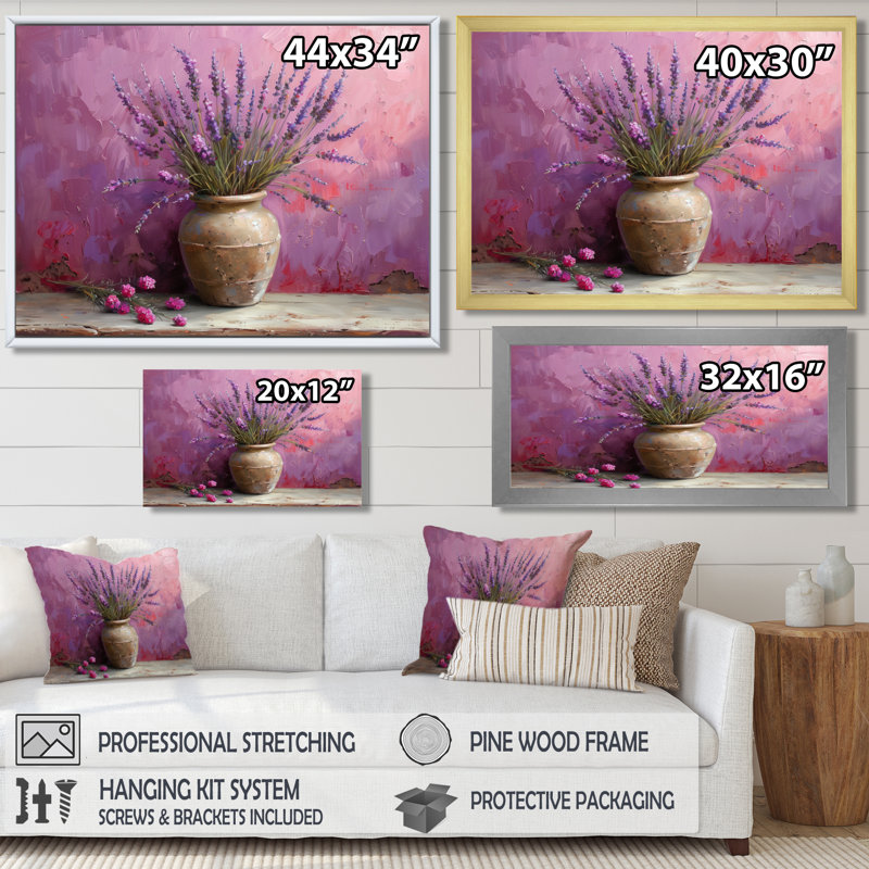 Ireene - lavande, art mural, H 34 po x l 44 po, Cadre flottant blanc