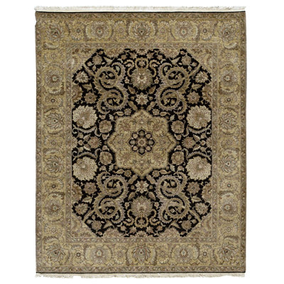 High-Quality Hand-Knotted Black And Gold Area Rug