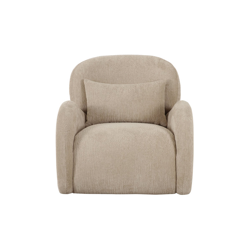 Moderno Beige Accent Chair with Wooden Sphere Base