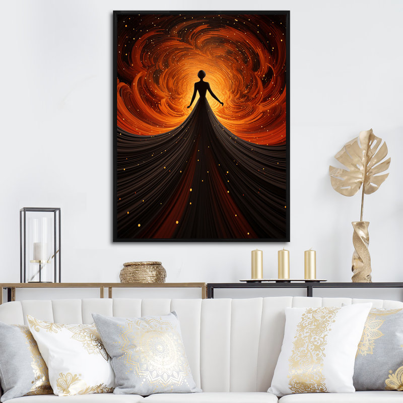 «Red Dancing Woman Dress - Dance», art mural, Cadre flottant noir, H 40 po x l 30 po x P 1,5 po