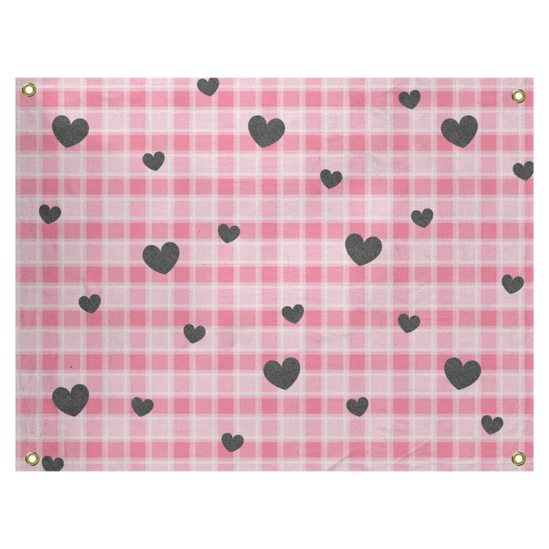 Tapisserie murale écossaise en polyester fête de la saint valentin, H 1 po x l 80 po x P 59 po, Rose / Noir