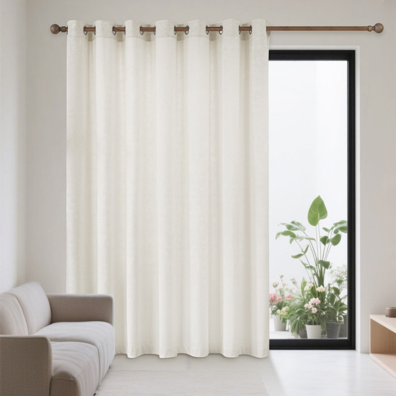 Panneau de rideau de porte de patio coulissant en velours doux, Ivoire ivoire, L 100 po x L 96 po