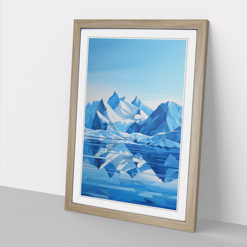 Glacier Geometric - Framed Print, 46cm H x 34cm W x 2cm D, Oak