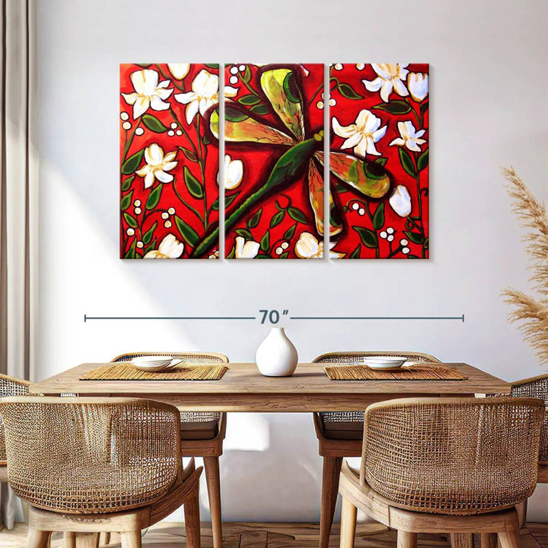 Dragonfly On Red, 36" H x 57" W