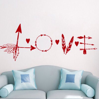 Décalcomanie murale flèche en plumes love