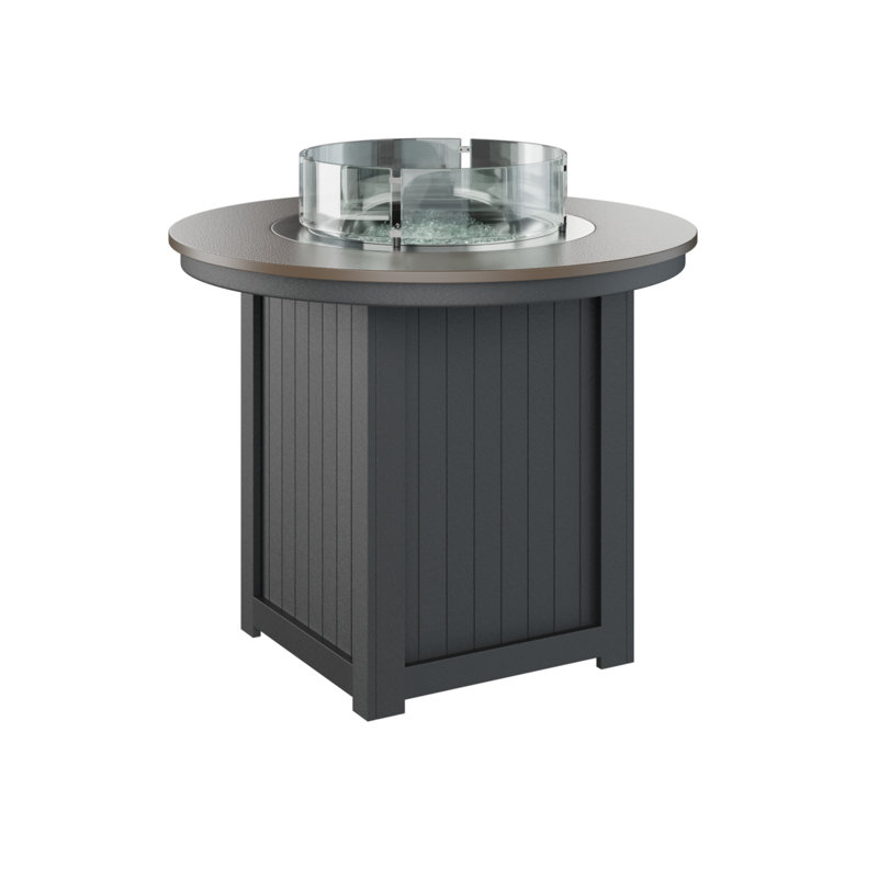 Donoma Round Bar Fire Pit Table, 37" H x 44" W x 44" D, Hammered Top Bronze with Black Base