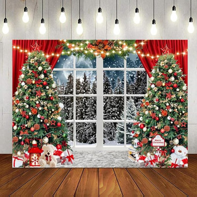 Christmas Photography Backdrop Christmas Winter Snow Window Decoration Backdrop Christmas Party Banner Decorations Photo Backdrops Xmas Photo Booth Props Backdrop 236