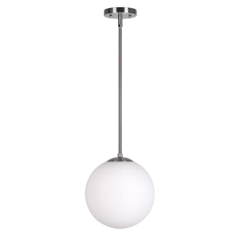 Luminaire suspendu simple à 1 lumière Wilbourn, H 10,5 po x l 10 po x P 10 po, Nickel brossé