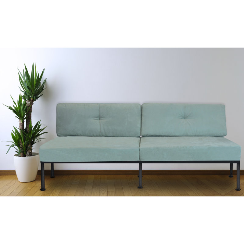 Upholstered 72'' Sofa, Sea Foam Microfiber/Microsuede