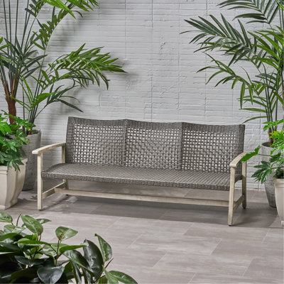 Spacieux 3 places pour l'extérieur en gris avec cadre en métal pour patio, avec détails en fer