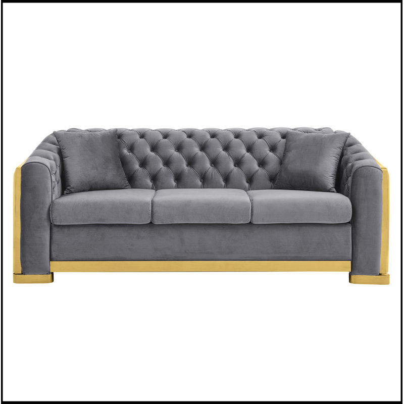 Ensemble de canapé Chesterfield Velvet Luxury, Gris