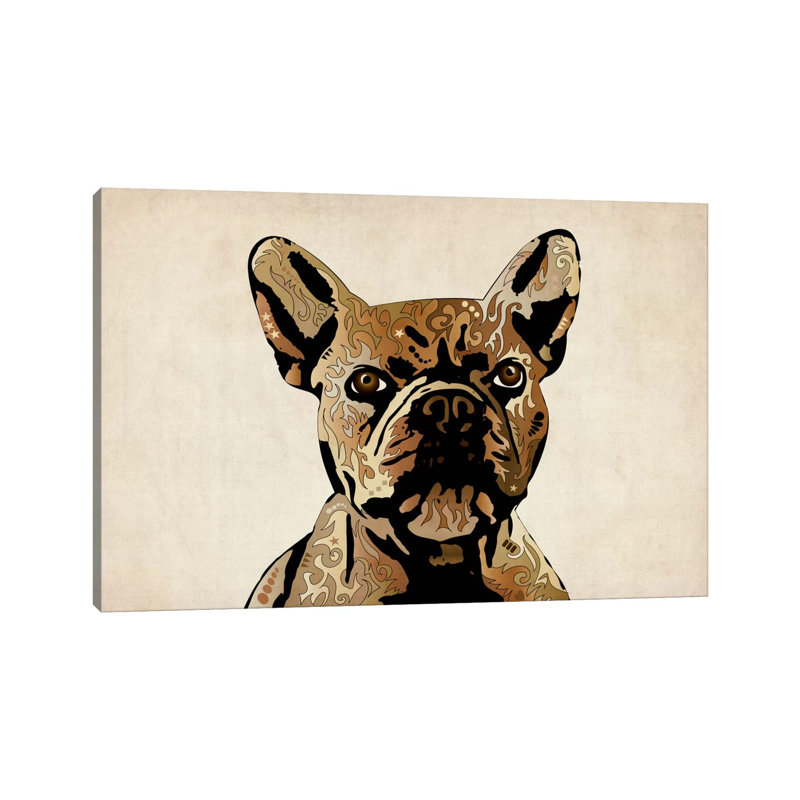 « french bouledogue », impression sur toile michael tompsett, H 18 po x l 26 po x P 1,5 po, Pas de tapis, Toile tendue