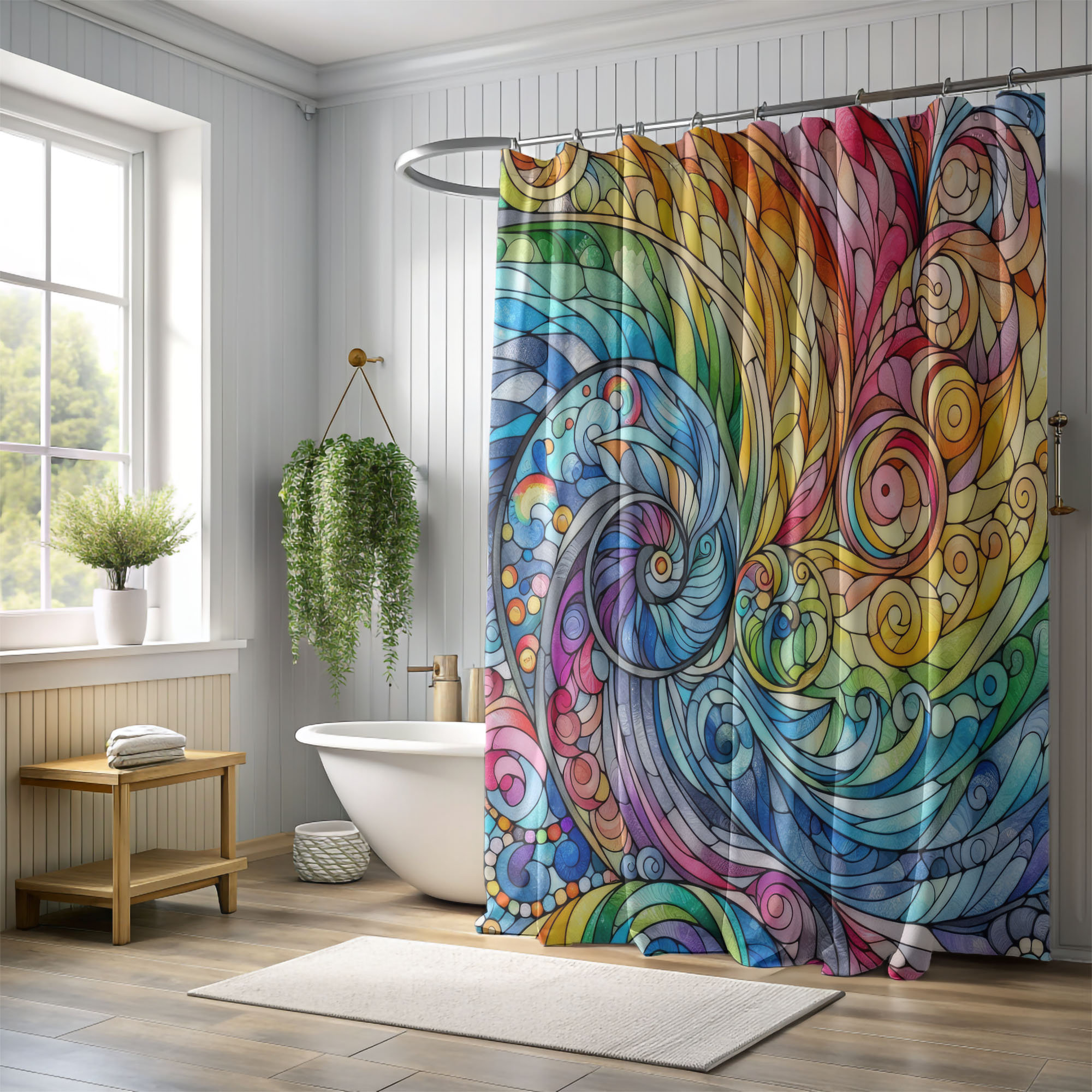 Best HD Pictures about  Stained Glass Shower Curtains  with No AI Images