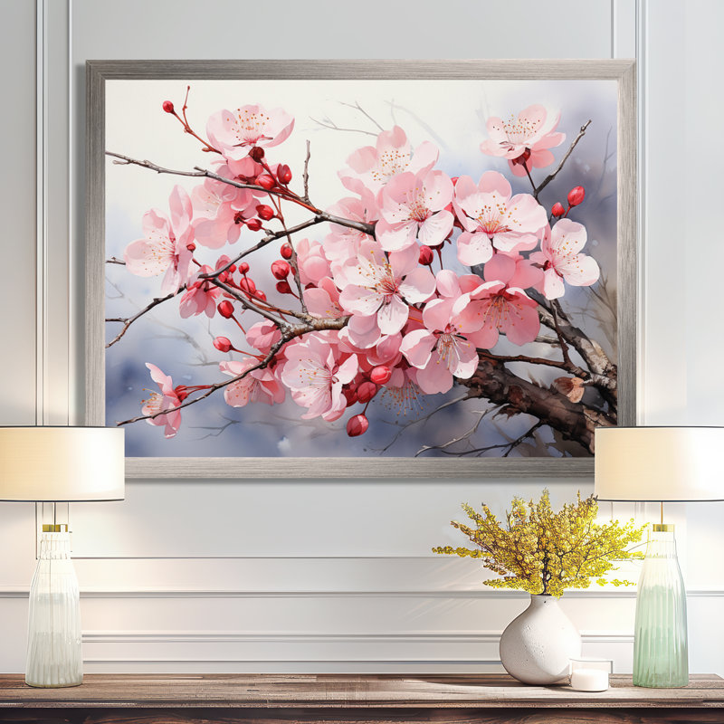 Reproduction de fleurs de cerisier en porcelaine de Chine, H 34 po x l 44 po x P 1,5 po