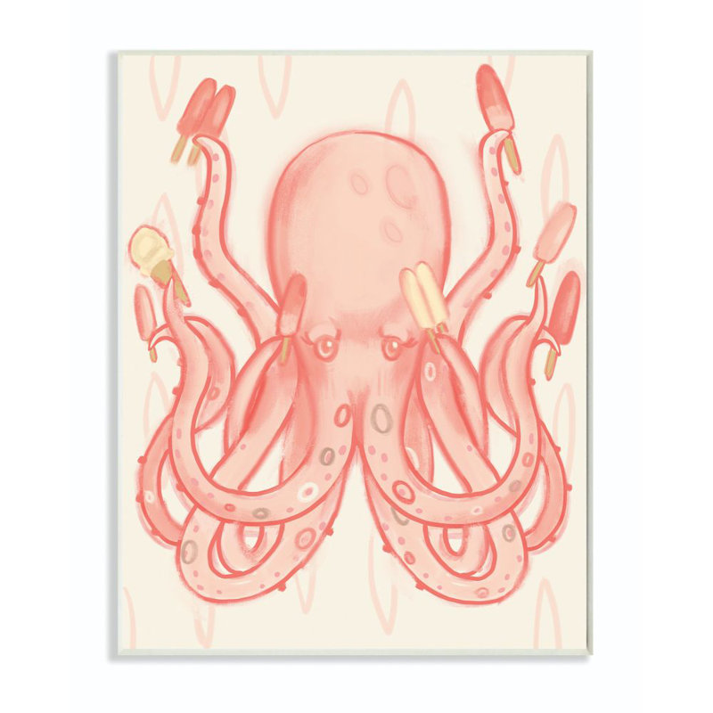 Lesher, Popsicle, poulpe, océan, animaux de mer, dessin, H 13 po x l 19 po x P 0,5 po, Plaque murale