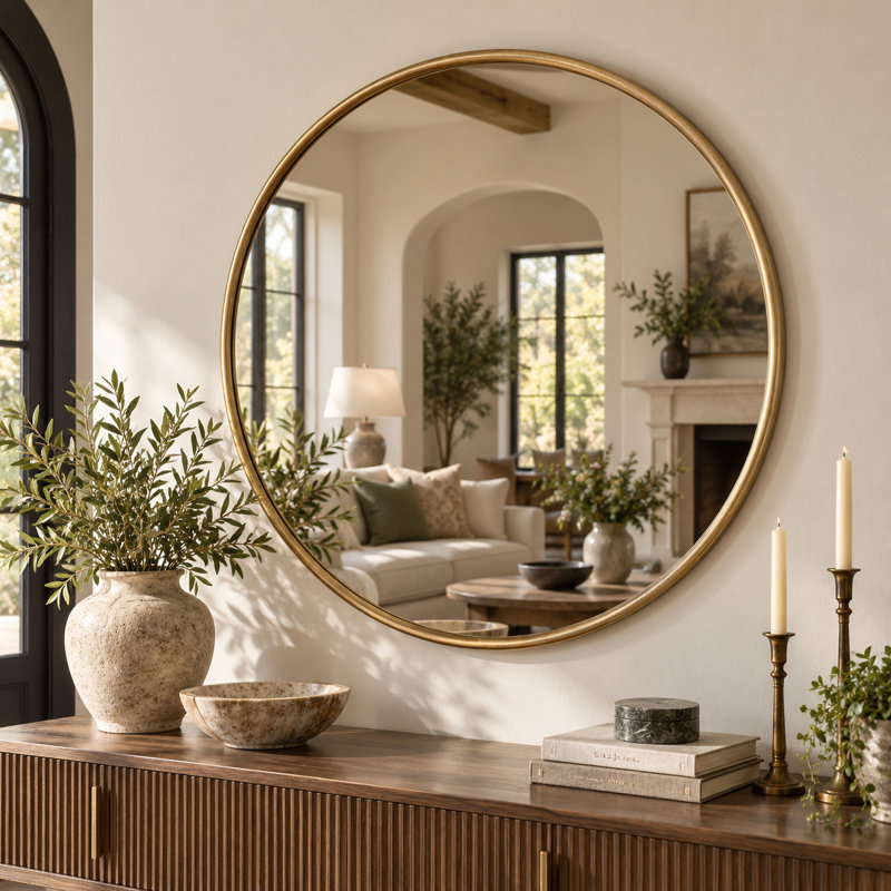 Chanavia Metal Flat Mirror, Light Gold