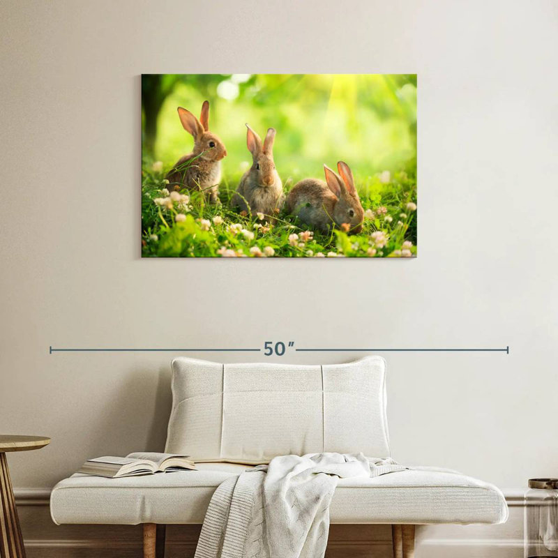 Rabbits By The Meadow, 24" H x 36" W