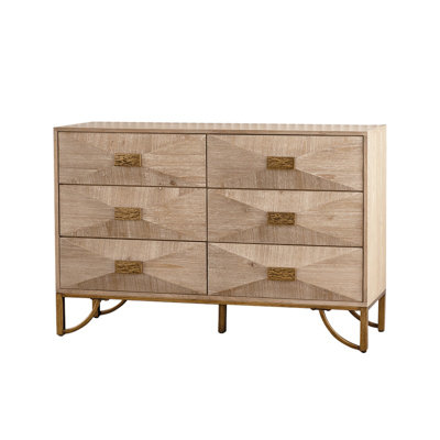 6 - Drawer Modern Light Wood Double Dresser & Chest Of Drawers, Versatile TV Stand For Bedroom, Living Room, Hallway