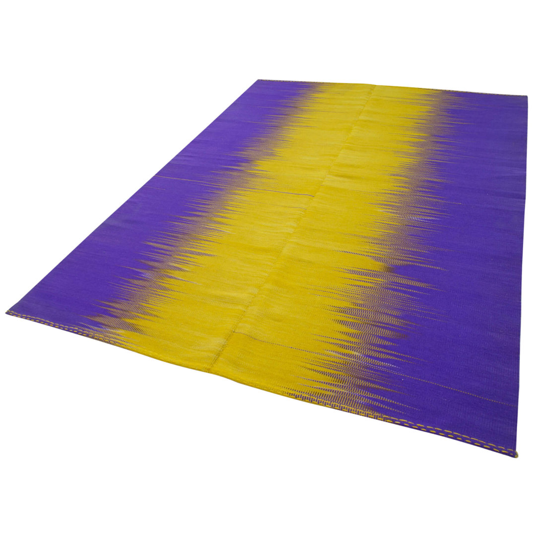 Degrade Kilim Purple Striped Wool Handmade Area Rug
