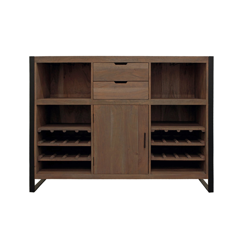 Bar à vin avec rangement pour bouteilles de vin Gail, Gris délavé