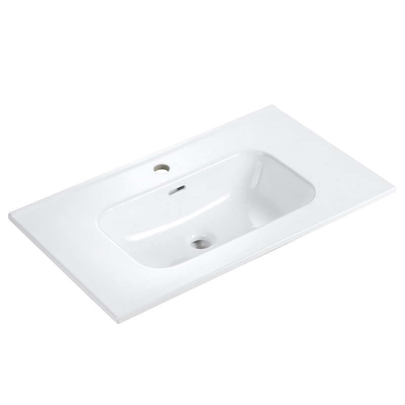 Lavabo intégré en céramique blanche Bb09-30-311, finition ultrabrillante, conception élégante et fonctionnelle, facile à nettoyer, bord arrondi pour la famille, largeur de 18,19 po, profondeur de 29,55 po, hauteur de 6,72 po, poids de 31,47 lb