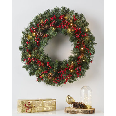 Faux Lighted 76.2cm Wreath