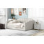 Lit de jour rembourré avec rangement inférieur, taille double, beige-209157619