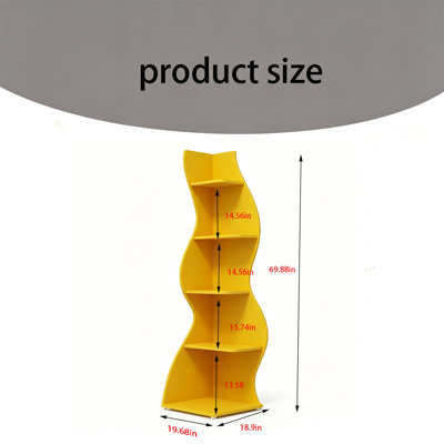 Modern 5-Tier Corner Bookshelf  Stylish Small Storage Rack with Unique Sea Grass Texture  Ideal for Living Room, Home Office, Balcony  Kitchen