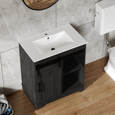 24-Inch Ceramic Drop-In Wash Sink For Bathroom Cabinets, White Color, Contemporary Design, 4.9 Inches High, Includes Drain Accessories Finish, Look, 18.1 Wide, 30 Lbs