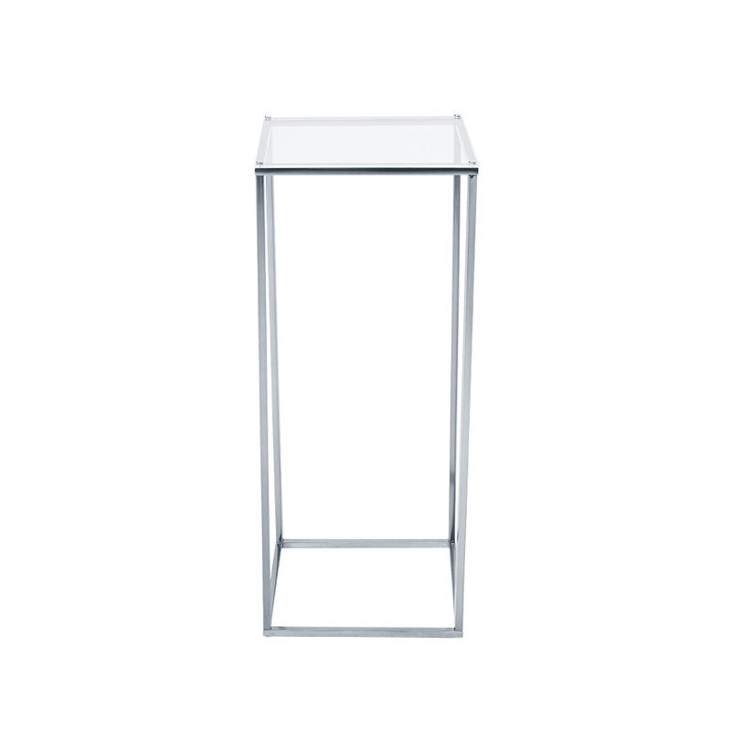 Column Metal Wedding Flower Stand with Acrylic Top, 100cm H x 25cm W x 25cm D, Silver